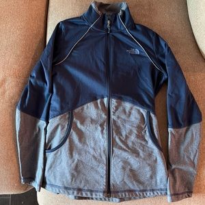 north face blue color block fitted hiking jacket